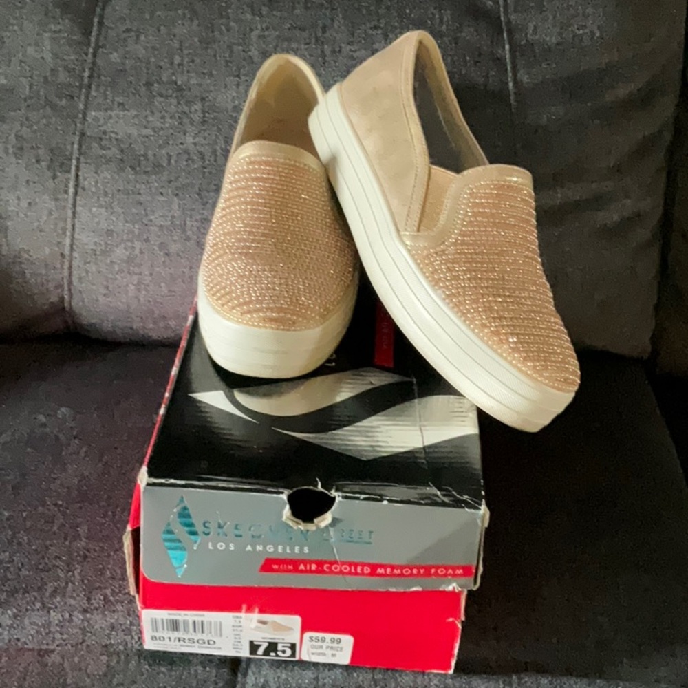 Skechers Rose Gold Slip-On Sneakers